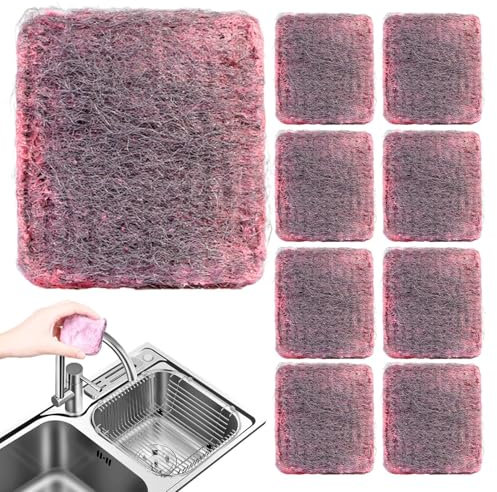 Estropajo de Lana de Acero con Jabón | 10 Unidades Estropajo Metálico para Platos | Esponjas Limpiadoras para Utensilios De Cocina, Lavado De Vajillas Y Limpieza De Sartenes Y Hornos