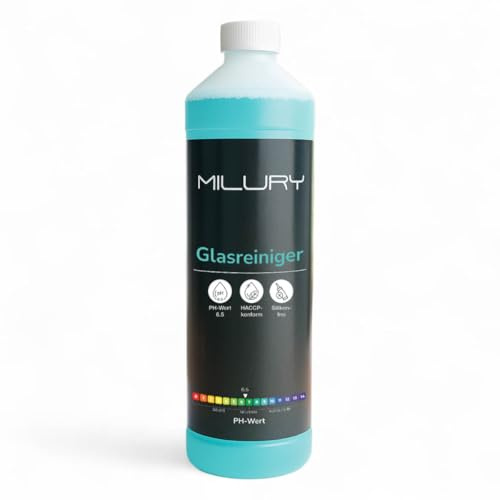 MILURY Profi-Glasreiniger 1 Liter - Professioneller Glasreiniger für streifenfreie Sauberkeit
