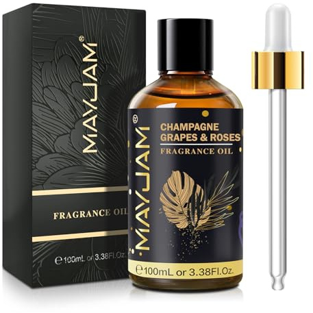 MAYJAM Champagne Grapes & Roses Fragrance Oil Essential Oil for Diffusers | Premium Grade Champagne Grapes & Roses Oil for Humidifier, Long Lasting Scented Oils for Soap Candle Making - 100ML