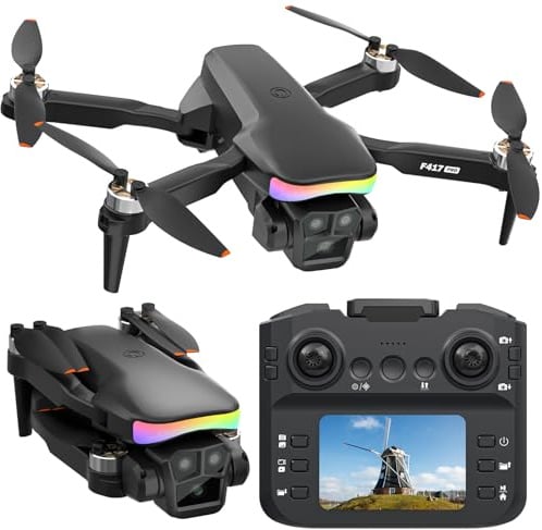 F417PRO FPV Drone con telecamera per adulti bambini principianti, telecomando con schermo LCD, Mini drone brushless regolabile 1080P, porta Type-C, peso inferiore a 249g, Regali per ragazzi e ragazze