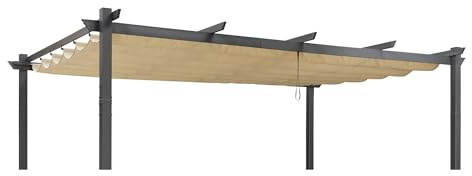 PURPLE LEAF Bache pour Pergola, Toit Retractable 4,8 x 3,5 m pour Tonnelle, Remplacement de Couverture pour Jardin et Terrasse, Beige