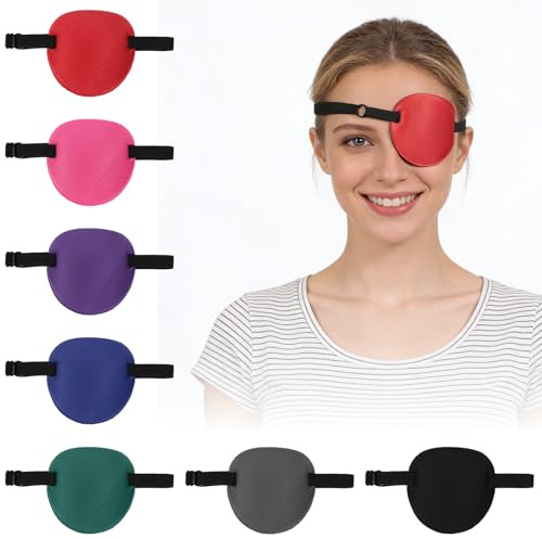 Classicseali 7 Stück Eye Patch, Augenklappe Bunt, Verstellbar Augenklappen für Erwachsene Kinder, Komfort Eye Patches für Sehbehinderte Personen und Rollenspiele (7 Farben)