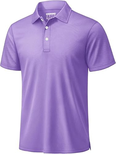 TACVASEN Maglia Polo Golf Uomo Polo Tennis Uomo Maglietta Sportiva Magliette Estive da Tennis alla Coreana Maglia Tecnica Trekking Lilla Chiaro, XL