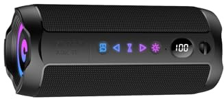 coioc Enceinte Bluetooth Puissante 5.4 sans Fil avec Bass Puissantes, LED Écran, Autonomie 30H,Son Surround à 360 degrés,Appairage TWS,AUX,TF Carte,pour l'extérieur/La Fête, Noir Mat