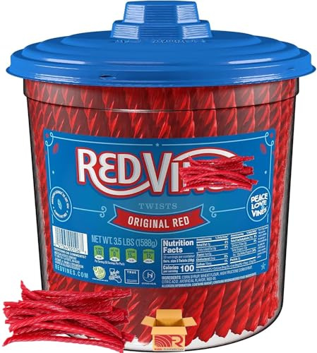 Red Vine Original Red Licorice Twists 1.58 kg | Soft & Chewy Texture | Share Pack | All Time Favourite Gummies | USA Made | Ideal Present Strawberry Flavour Chewy Texture Sweets