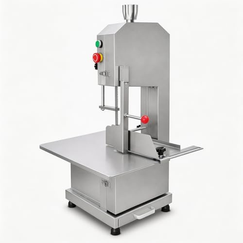 Máquina de Sierra de Hueso de Acero Inoxidable, Cortador Comercial de Carne Congelada de 1500W con Placa Deslizante y Rango de Corte Ajustable Para Hueso de Res, Cerdo y Pescado Congelado