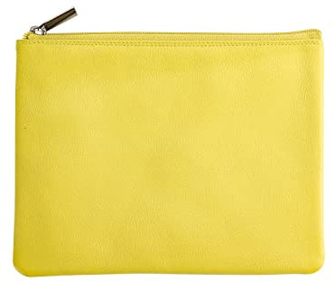 Josephine Osthoff Banktasche große Geldtasche Dokumententasche DIN A5 100% Echtleder mit Reißverschluss (943), Farbe:limone