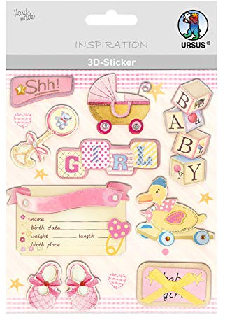 Ursus 564200126 - 3D Sticker Baby, bestehend aus mehreren Ebenen, hochwertige Materialien, selbstklebend, ideal zum Verzieren von Grußkarten, Scrapbooking und für andere Bastelarbeiten