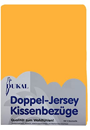 Dukal | Kissenbezug 40 x 40 cm | aus hochwertigem DOPPEL-Jersey | 100% Baumwolle | Farbe: Gold