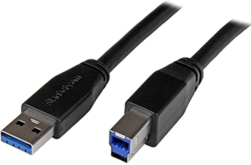 StarTech.com Câble USB 3.0 actif USB-A vers USB-B de 10 m - Cordon USB A vers B - USB 3.1 Gen 1 (5 Gb/s) - M/M - Noir (USB3SAB10M)