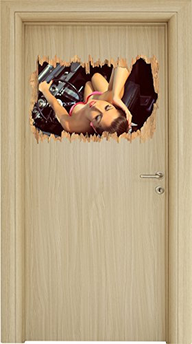 Stil.Zeit Rockabilly, Retro Style Holzdurchbruch im 3D-Look, Wand- oder Türaufkleber Format: 62x42cm, Wandsticker, Wandtattoo, Wanddekoration