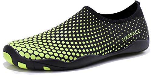 Sixspace Badeschuhe Wasserschuhe Strandschuhe Schnell Trocknend Schwimmschuhe Breathable Aquaschuhe Surfschuhe für Herren Damen, Grün 38 EU