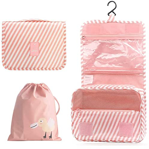 OrgaWise Kulturtasche zum Aufhängen Waschtasche Unisex Kosmetiktasche Reise-Tasche für Herren und Frauen für Koffer & Handgepäck Urlaub Waschbeutel Toiletry Bag, Rosa