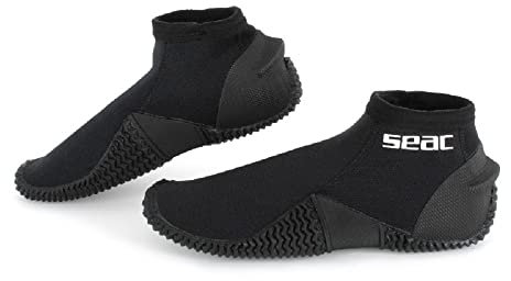 SEAC Tropic, 2 mm neoprene diving boots with rigid sole and heel protection, black, S