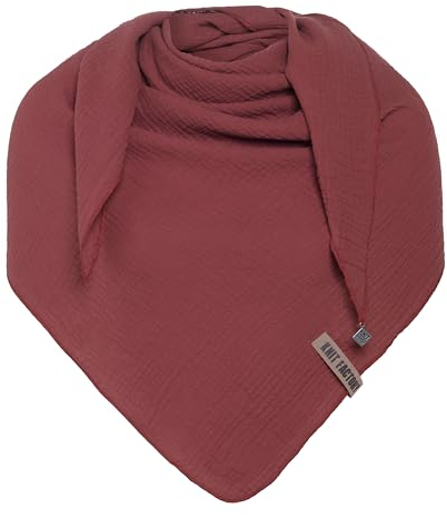 KNIT FACTORY - Liv Dreieckstuch - Tuch Schal für Damen - Weiches Musselintuch - Für Frühling und Sommer - 100% Bio-Baumwolle - Stone Red