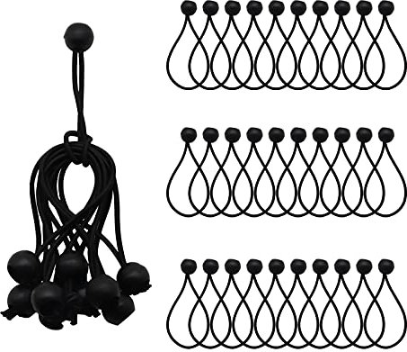 ValueHall Ball Bungee Cords 30 Pack 5-inch Elastic String Canopy Tarp Universal Tie Down Straps Tent Fix Rope Bungee Ball for Tarpaulin Tents Canopy Banner Flag Camping & Luggage V3C03
