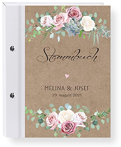 Stammbuch der Familie personalisiert, Fugala, beige, rosa, A4, ca. 24 x 31 cm, Familienstammbuch, Stammbücher Vintage