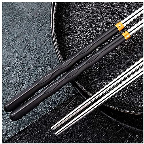 ZHANGDONG Palillos Chinos Palillos japoneses Palillos Sushi Acero Inoxidable 5 Pares de Palillos Chinos de Acero Inoxidable de Grado alimenticio/Palillos de Metal, para el hogar y el restauran