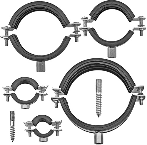 10 Stück Set Rohrschellen aus Edelstahl VA Spannbereich 107-112 mm 4 Zoll Rohr Außendurchmesser mit Schallschutz Gummi Einlage + Stockschrauben Befestigung Halterung