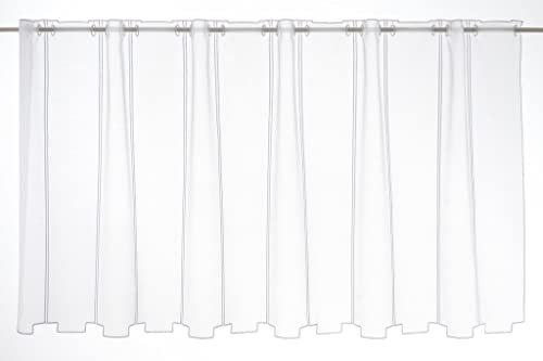 Gardinen Kranzusch Scheibengardine Schlichte Stufen 70 cm hoch weiß - Wunschbreite frei wählbar durch gekaufte Menge in 13 cm Schritten - Meterware
