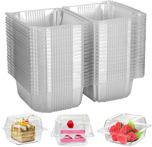 50 Pieces Cake Slice Boxes Individual, Cake Boxes for Cake Portions, 5.3 Inch Individual Cake Boxes for Muffin, Salad, Fruit, Biscuit, Suitable for Birthday Party, Wedding, Cake Shop
