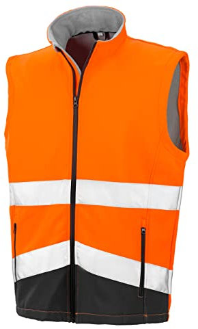 Result Safe-Guard R451X Herren Druckbar Sicherheit Softshell Weste - Fluoreszierendes Orange/Schwarz - L