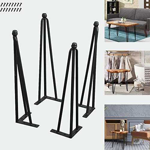 Warmaxx Lot de 4 pieds réglables en métal pour meubles, en fer forgé mat, noir, 50,8 cm, pieds de table d'appoint industriels robustes pour table basse, ordinateur