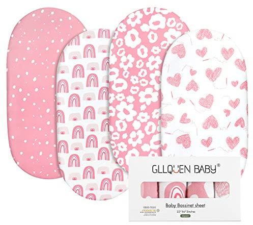 4 Stück Baby Mattress Protector Fitted Sheet, GLLQUEN BABY Bettlaken Spannbettlaken für Babybett 4 Pack