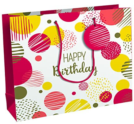 Clairefontaine 32484-6C - Geschenktasche Excellia, XL 37,3x11,8x27,5 cm, ideal für voluminöse Geschenke, Happy Birthday, 1 Stück