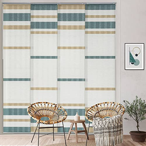 GoDear Design Adjustable Vertical Blinds for Sliding Glass Doors, 45.8-86 W, Up to 96 H, Extendable Track for Patio Door Blinds for Sliding Door, Trimmable Woven Panel Curtains, Avocado