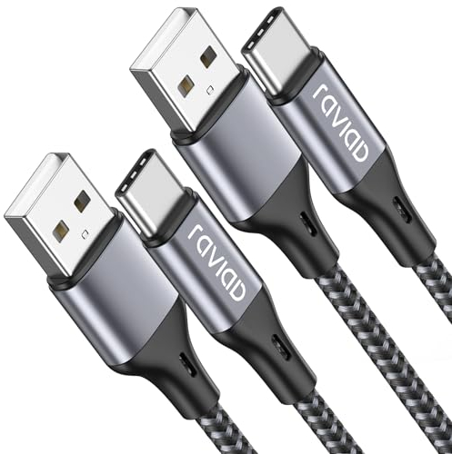 RAVIAD Cable USB C 2Pack 2M, Cable Cargador Tipo C Carga Rápida y Sincronización Nylon Carga Cable USB C para Samsung S21 S20 S10 S9 S8 Note 20 10 Redmi Note 11 10 Huawei P40 P30 P20 LG Google