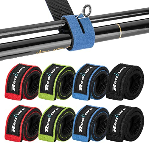 Realure 8 Pcs Mixed Color Angelrute Klettverschluss Riemen Einstellbar Neopren Krawatten Riemen Elastische Angelrute Gürtel Krawatten Für Feste Angelruten Gear Strap Spinnrute Meer Rute Feeder Rute