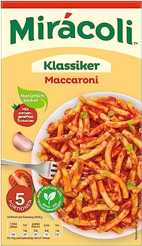MIRACOLI 5 Portionen Maccaroni Klassiker 560,4g I Mit Tomatensauce und Würzmischung I Pasta I Nudeln I Fertiggerichte