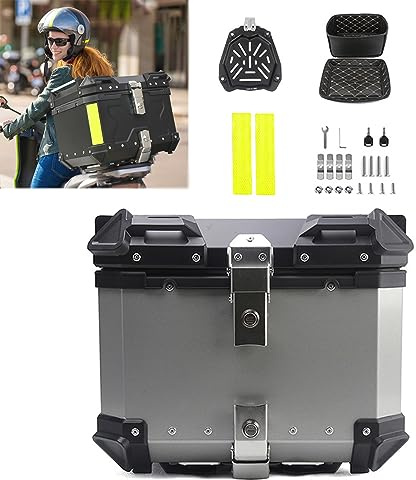 Ddasam Baul Moto Motocicleta topcase para Cascos, Baúl Moto, Universal baúl de Moto Scooter Maleta, Impermeable,Caja de Motocicleta con Cerradura de Seguridad/Respaldo y Placa de Montaje