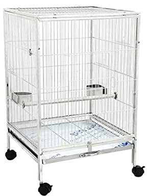 DACUDA Vogelkäfig, Flacher Papageienkäfig, großer Vogelkäfig, Edelstahl, Papageienkäfig, Zuchtbox, Vogel, geeignet für kleine und mittelgroße Vögel, Vogelkäfig (A)