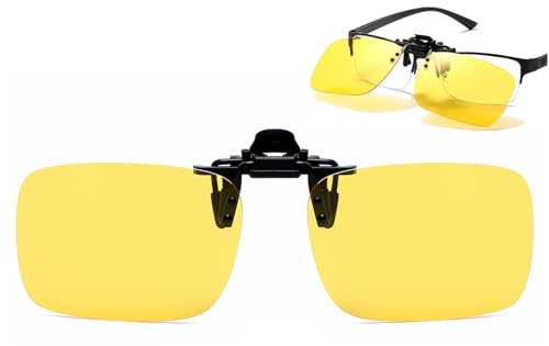 Musivon Clip-On-Nachtfahrbrille – polarisierte, blendfreie Klapp-Sonnenbrille für verschreibungspflichtige Nachtfahrten, Nachtgelb, M, 62*43