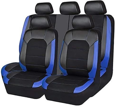 MINIKS Set Completo di Coprisedili in Pelle per Fiat Grande Punto (2006-2012), Set Copri-Sedile Auto Traspirante Protezioni Sedili Impermeabile Accessori Auto Interno,A/BLACK-BLUE
