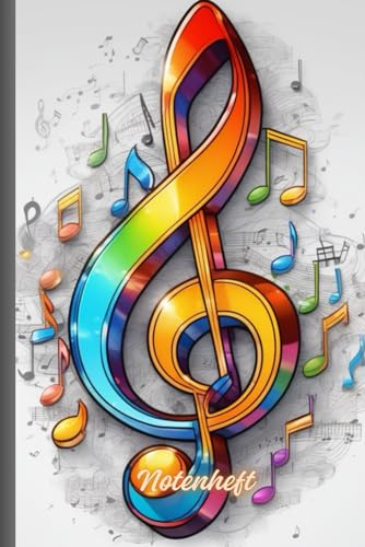 Notenblätter: Praktischen Notenblätter-Heft in etwa A5 Größe und 120 Seiten hast du die Möglichkeit, Musiknoten, Notenpapier, Musiknotenblätter, Notenbuch, Notensatz