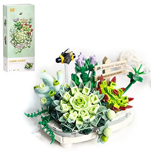 ALiquid Bonsai Klemmbausteine Set, Sukkulente Topfpflanzen Bausatz, Mini Bausteine Nicht Kompatibel mit Lego - 389 Teile