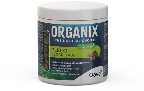 OASE ORGANIX Pleco Veggie Tabs 500 ml - Grünfutter für Bodenfresser, Aquarienfutter für Pflanzenfresser, vollwertiges Futter mit speziellem Algenmix, Grün