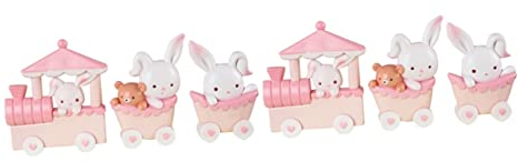 Zerodeko 2 Sätze 3tlg Zughasen-ornament Mini Pappbecher Kuchen Topper Osterhase Rosa Pappbecher Baby-häschen-spielzeug Kaninchen-cupcake-topper Spielzeugzimmer Harz Bahn
