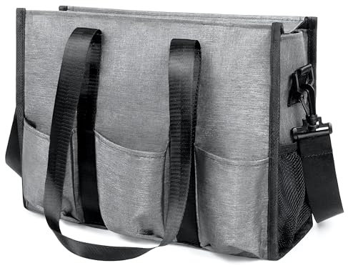 VOLGANIK ROCK Tragetasche mit Fächern, große Multi-Taschen, Tragetasche für Damen und Herren, Arbeitstasche mit Reißverschluss, 13-grau, Medium
