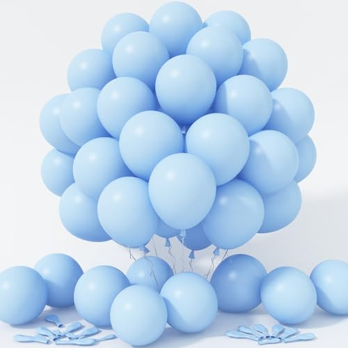 Jobkoo Pastel Blue Balloons - 12 Inch, 100 Pack Light Blue Latex Balloons for Gender Reveal, Baby Shower, Birthday, Wedding Parties