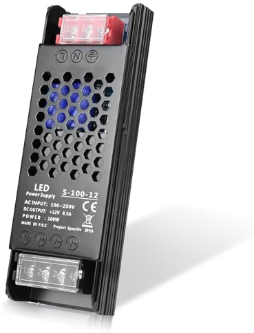 InShareplus LED Trafo 12V 100W 8.5A, Schlankes LED-Netzteil AC 230V zu 12V DC Adapter, Konstante Spannung 12V Netzteil für LED-Streifen, LED-Streifen Schrankleuchten, LED-Lampen und Innenlampen.