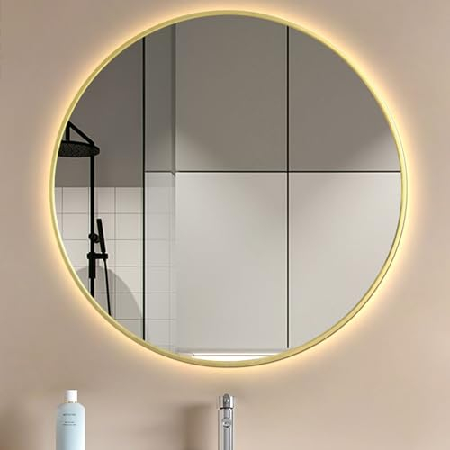 Badezimmer spiegel mit beleuchtung,bad spiegel mit licht,bathroom mirror,bad spiegel,badspiegel rund beleuchtet,Geeignet für Badezimmer, Wohnzimmer, Schlafzimmer, Eingangsbereich, Flur ( Color : Gold