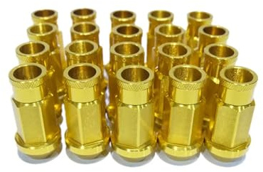 OFDWFFYM 20PCS D1 Spec Radmuttern M12x1,5/1,25 Auto Geändert Aluminium Leistung Auto Racing Radmuttern Schraube (Color : Gold, Size : M12x1.5)