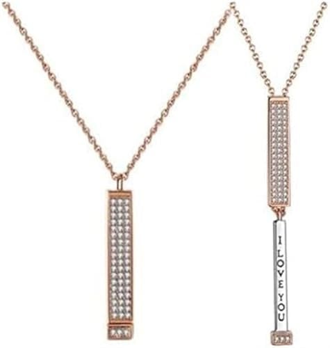 WANGHAIPING I Love You Pendant, 18k Gold Inspirational Hidden Message Necklace w/Heart, Show I Love You Secret Sentiments Jewelry for Women