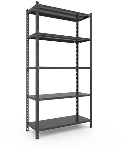 baudim - Metallregal: Flexibles Schraubregal für Lager und Werkstatt. Robustes Stahlregal mit anpassbaren Böden platzsparendes Lastenregal für effiziente Organisation 180x100x50 - Schwarz