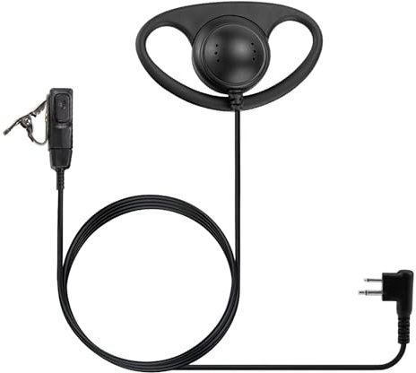 Tinshow 2 Pin Earpiece for Walkie Talkie Compatible with Motorola CP040 DP1400 GP68 GP88 GP300 CT150 Security D Shape Ear Piece with PTT Mic for Bodyguard Two Way Radio Black