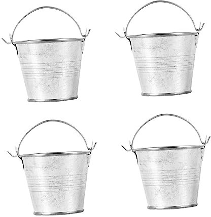 KONTONTY 4pièces Mini Seau Argenté pour Plantes Récipients Décoratifs pour Fleurs pour Balcon Et Décoration Intérieure